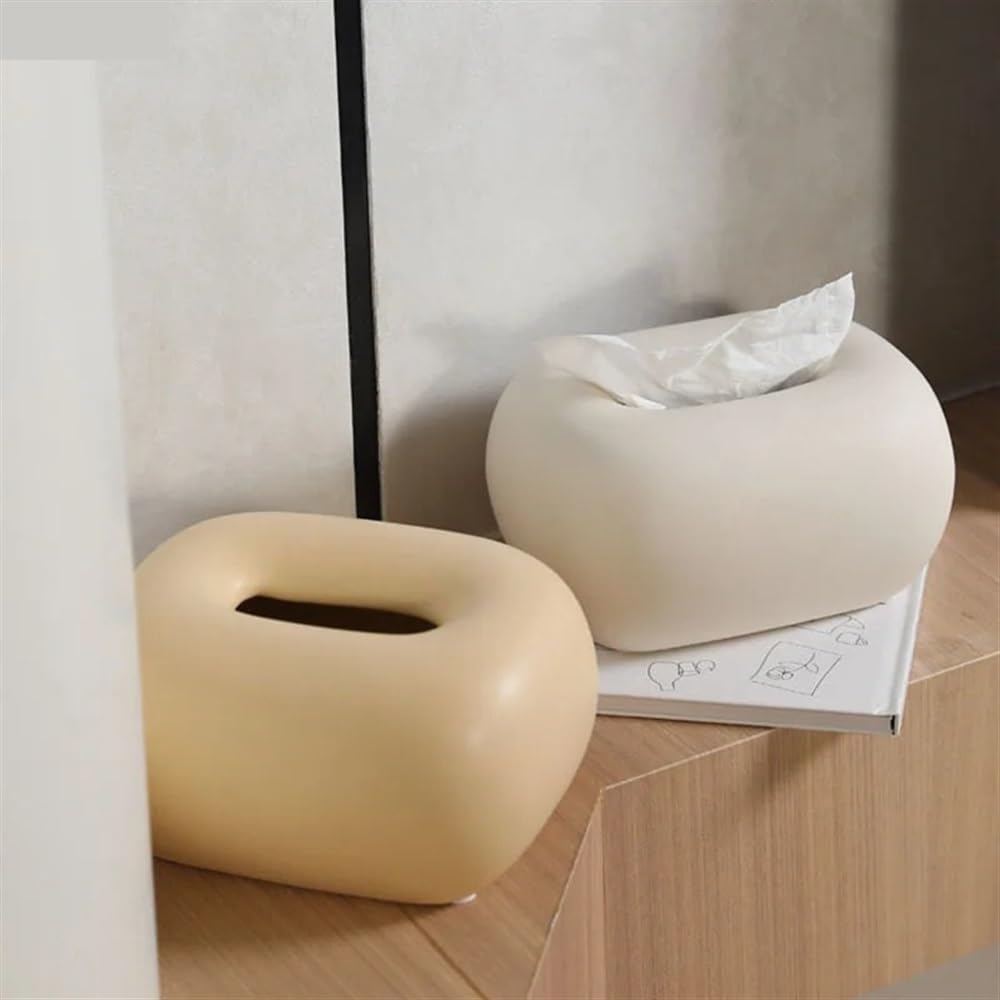 Kreatywne okrągłe narożne pudełko na chusteczki stolik kawowy dekoracja biurka minimalizm ceramiczne pudełko na chusteczki stolik nocny pokrowiec na ręcznik papierowy (delikatny żółty)