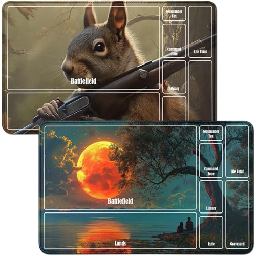 RWUTYTIUL Computer-Mattenset für MTG-Mondbaum und Eichhörnchen, Spielmatte, 61 x 35,6 cm, genähte Spielmatte für TCG RPG CCG-Kommandantenbrett, 2 Stück
