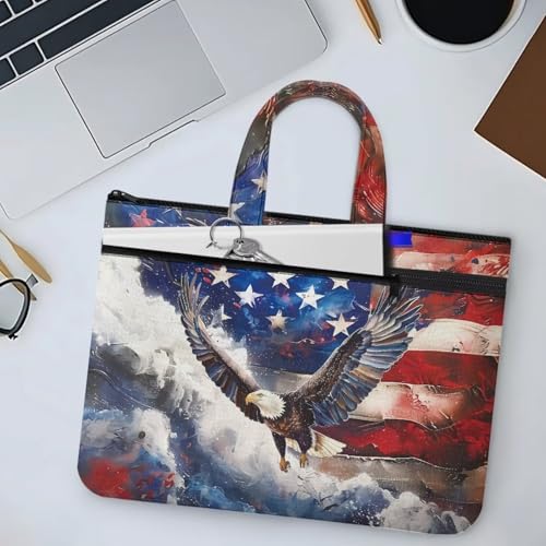 Eagle American Flag Canvas Document Bag Zippered File Pouch Bag with Handle 4th of July Folder Briefcase Document Storage Bags2