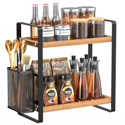 LEMIKKLE Kaffeebar-Zubehör und Kaffeetassenhalter, Küchenorganizer und -aufbewahrung, Gewürzregal-Organizer für Arbeitsplatte, Küche