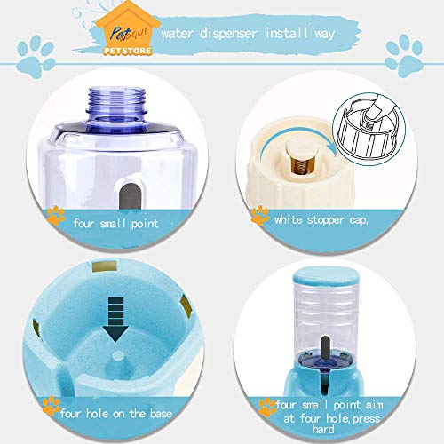 Image of PetVogue Twin Deluxe Plastic Pet Bowl, Food Feeder & Water Feeder, Feeding Stations, Dispenses Dog Food or Cat Food for Dogs Cats & Pets (Blue)
