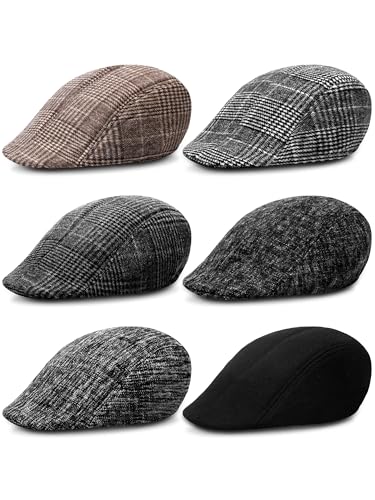 Image of Newcotte Newsboy Cap for Men Classic Herringbone Tweed Flat Cap Irish Beret Hat for Cabbie Driving Hunting