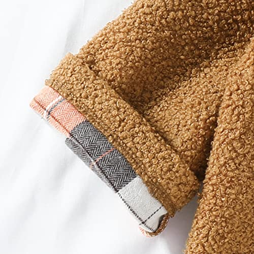 Dress Coat for Teen Boys Fleece Thick Warm Coat Winter For Babys Clothes Coat Jacket Brown Reversible Wearing4