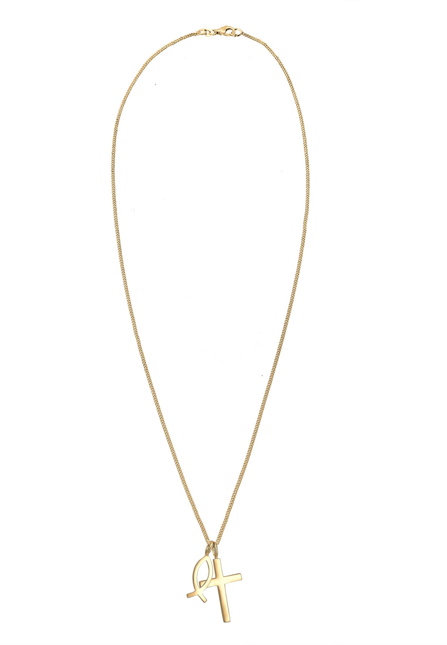 Elli Collares Mujeres Colgante Cruz Pez en Plata de Ley 925
