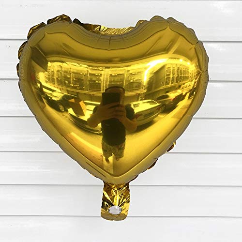 Mini Heart Shape Foil Balloon (Gold, 10 Pcs)