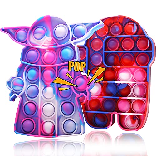 2-Pack pop Fidget Toys,Silicone Push Pop Bubble Sensory Push Pop Tie-dye Fidget Toys,Autism Special Needs Stress Relieve,Squeeze Sensory Toy Relieve Emotional Stress for Kid Adult