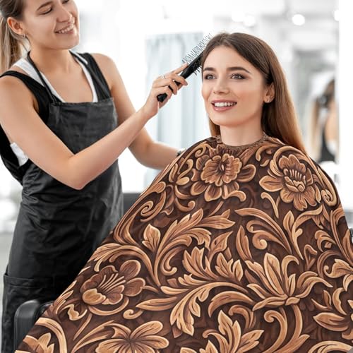 Capa de barbería marrón con diseño floral para hombres miniatura 7
