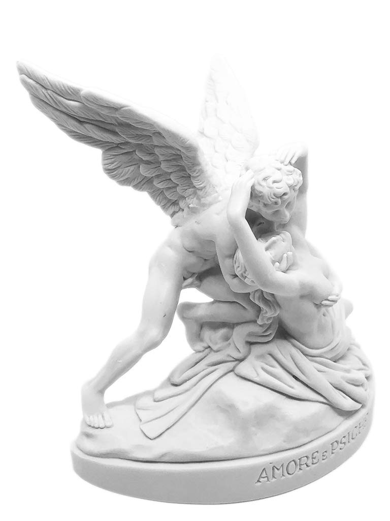 Busto Amore E Psiche In Resina Marmorizzata - Scultura Decorativa Italiana - Idea Regalo Elegante
