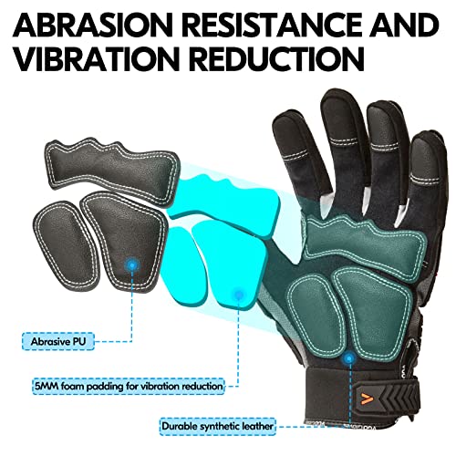 Vgo... Safety Work Gloves,Mechanics Gloves,Impact Gloves,Anti-Vibration Gloves,Rigger Gloves,Heavy Duty(SL9792IP,Gray,M,1Pair) - Image 3