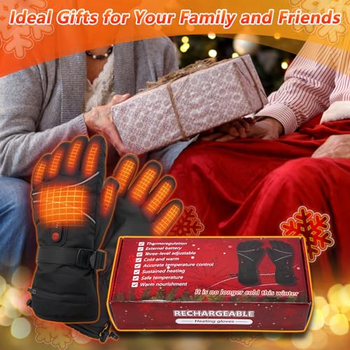 Rnssez Heated Gloves, Heating Gloves For Men Women Rechargeable Battery Waterproof & Windproof Thermal Touchscreen Winter Gloves For Riding Skiing Skating Hiking thumb #6