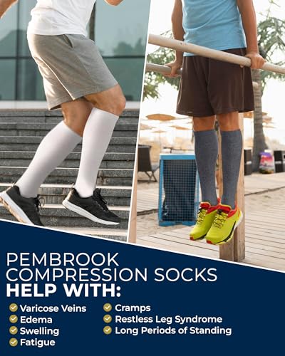Image of Pembrook Cotton Light Compression Socks for Women & Men - 3 Pairs | 8-15 mmHg Comfort Compression Socks for Men & Women