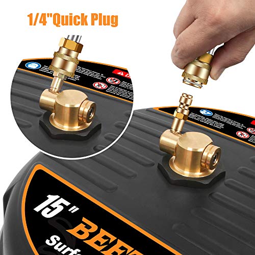 BEETRO 15" Pressure Washer Surface Cleaner, Surface Cleaner with 2 Pack Pressure Washer Extension Wands, Maximum Pressure 4000 PSI