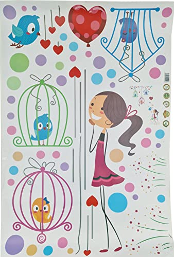 Wandtattoo Mädchen Love Ballon Girl 60x90 cm Vögelchen 62 Sticker Aufkleber Wandbild Fensterbild Herzen Vogel romantisch kitschig Cover
