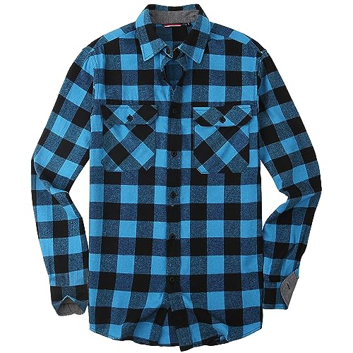 Image of WARHORSEE Flannel Shirt for Men Long Sleeve Button Down Plaid Shirts