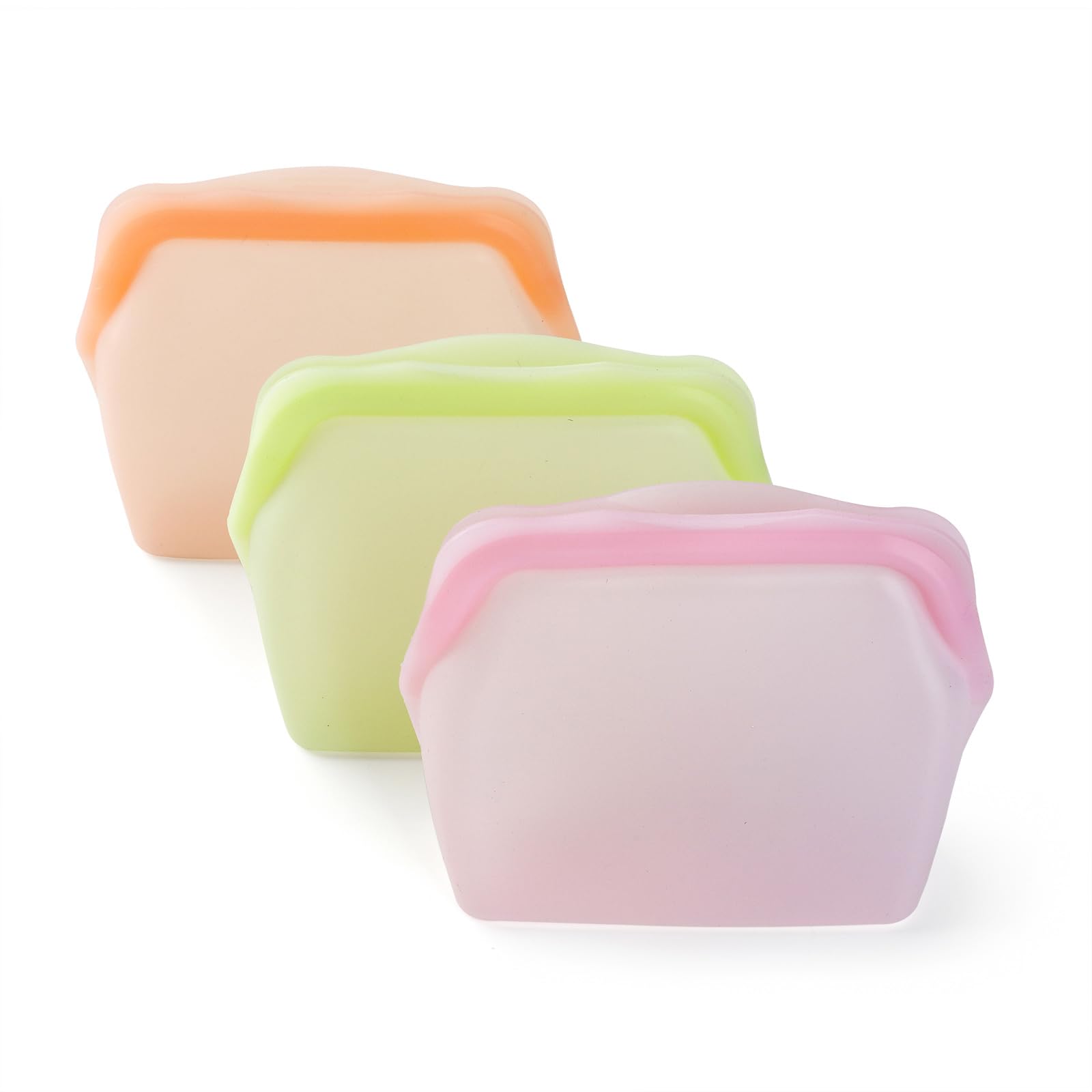 Reusable Silicone Food Storage Bag, Eco Friendly Reusable Storage Bag, Leakproof Food Grade Silicone Pouch, Ziptop Silicone Bags for Food, 3PCS-A 600ML
