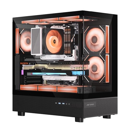 Image of Ant Esports Crystal X6 ATX Mid-Tower Computer Case /Gaming Cabinet with Type-C - Black | Support ATX, Micro-ATX, Mini-ITX | Pre-Installed 6 ARGB Infinity Mirror Fans | Dual Front Panel (Mesh /Glass)