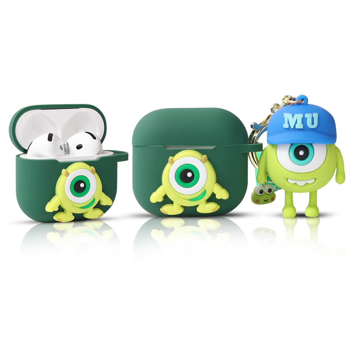 Silicone Case for AirPods 4 Earbuds (2024), XMBYGY Charging Shockproof Protective Headphones Cover with Cartoon Doll Anti-Lost Lanyard for Man Woman