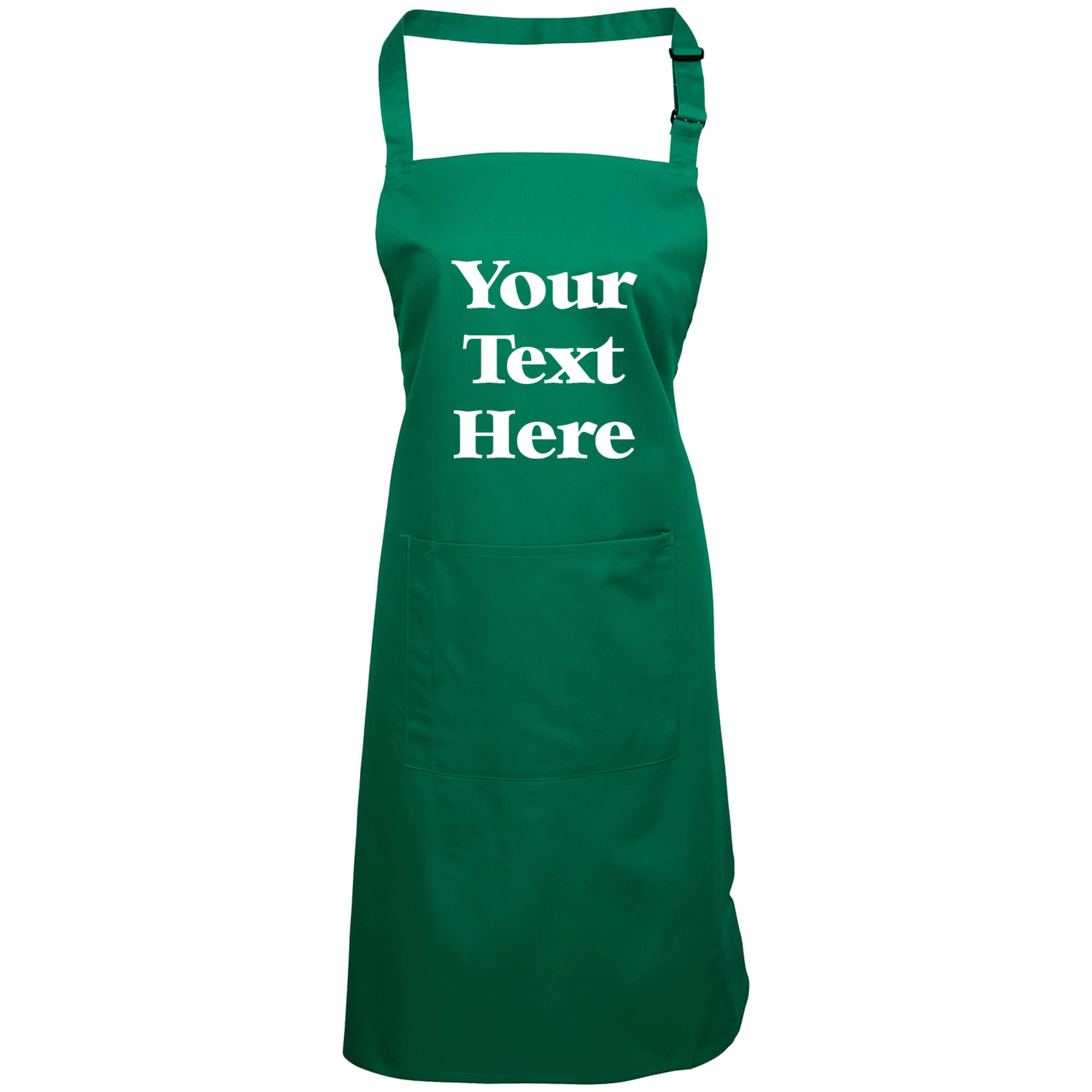 Mr Jeans Personalised Apron For Women Men - Any Text - Customised Aprons Kitchen Baking Funny With Pockets - 38 Colours (Emerald)