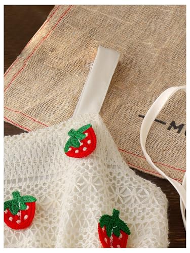 WDIRARA Toddler Girl's Cute Strawberry Crochet Sleeveless Swing Dress Short Cami Dresses with Bag3