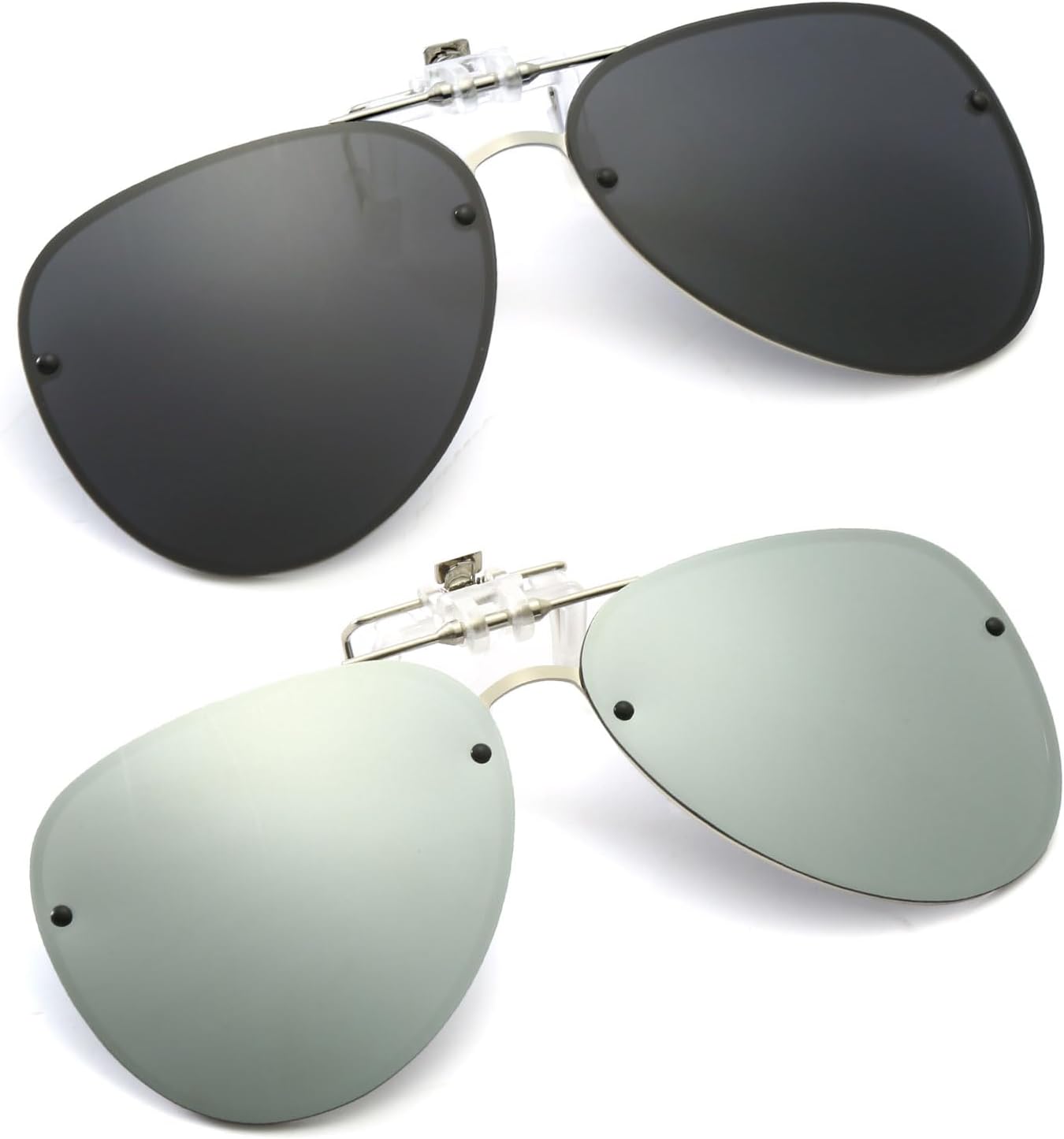 YAMEIZE Polarized Lens Clip on Sunglasses - Anti-Glare Pilot Glasses for Women Men Flip Up Rimless Clip Eyewear Driving Travelling Outdoor…