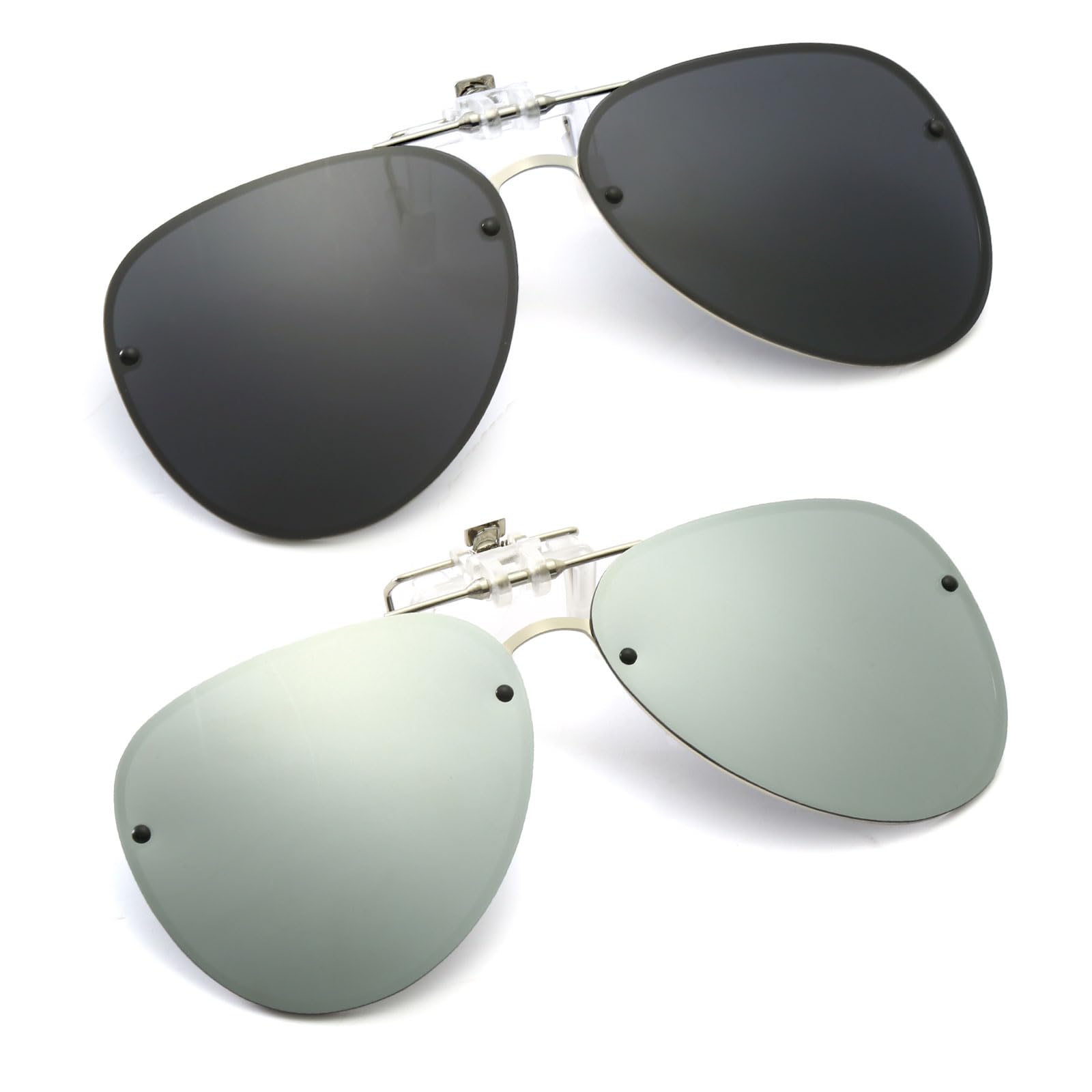 YAMEIZE Polarized Lens Clip on Sunglasses - Anti-Glare Pilot Glasses for Women Men Flip Up Rimless Clip Eyewear Driving Travelling Outdoor…
