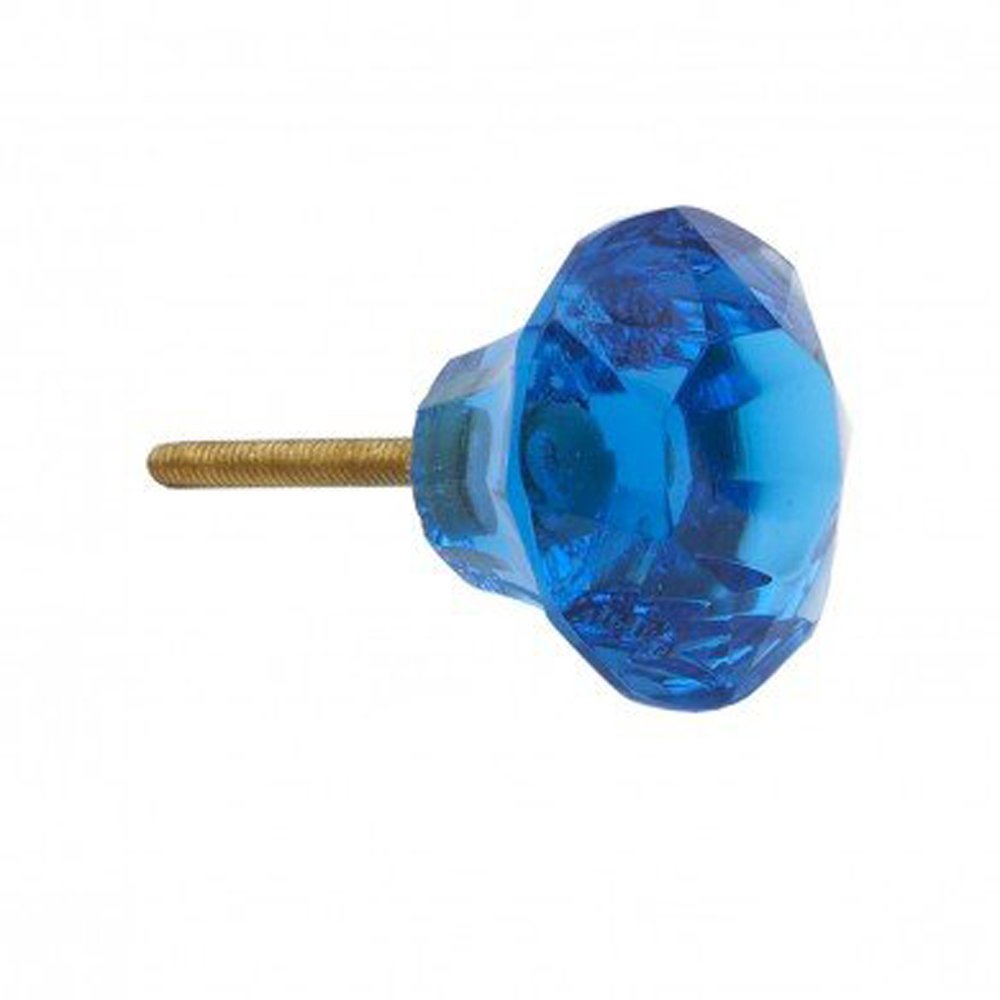 Bombay Duck Blue - Glass Faceted Door Knob - 3.5Cm