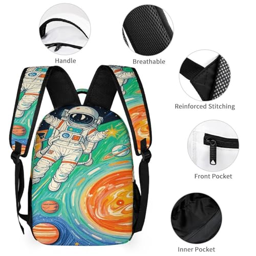 3Pcs Backpack Sets Astronaut Meteor Graffiti Print Travel Daypack 3 in 1 Lightweight Backpack Set with Lunch Bag And Cosmetic Bag3