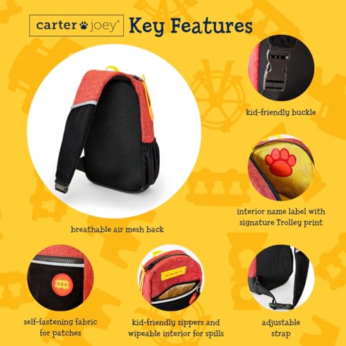 Daniel Tiger Sling Pack, Kids Red & Black Backpack, Trolley Patch, Keychain, Ages 3-5, 11x7x3 5