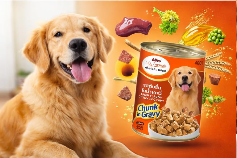 Image of Adult Wet Dog Food Can Liver Chunk in Gravy Flavor 400g