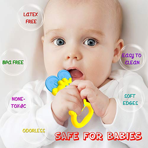 ToyerBee Baby Rattle &Teething Toys with Container,10PCS Musical&Grasping Toy Set in Various Shapes and Colors, Early Learning Toys for Little Hands,Best Gifts for 3-12 Month Newborn & Infant,BPA FREE - Thumbnail 2