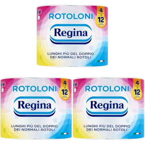 Regina Queen Long piú Double The Normal Rolls Toilettenpapierrollen, Weiß, 12x20x23, 4 (Packung mit 3)