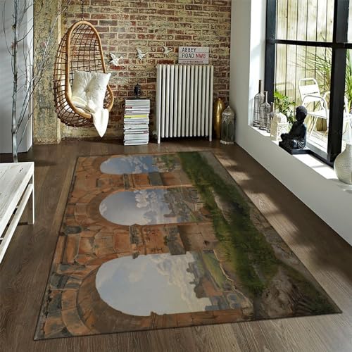 Tapis de Paysage Rétro Colisée Rome Grand Format Sol Chaleureux
