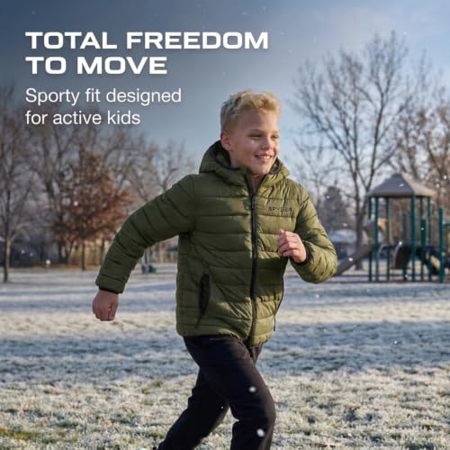 Image of Spyder Boys Puffer Jacket - Packable Lightweight Hooded Winter Coat