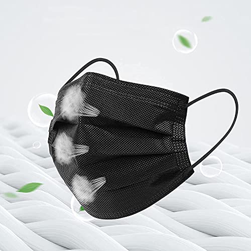 100pcs Black Disposable Face Masks 3Ply Black Face Mask Disposable Masks Breathable - Thumbnail 2