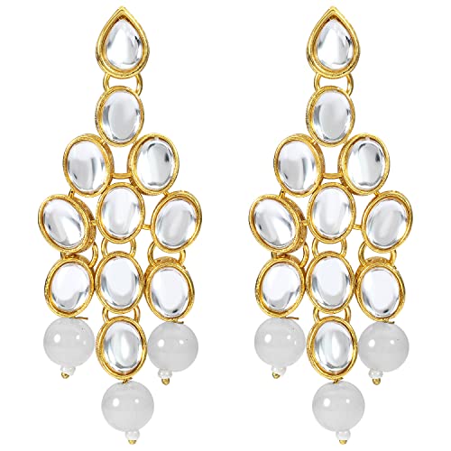 Image of Peora Kundan Faux Pearl Long Necklace & Jewelry Set Gift for Women