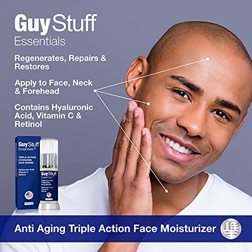 Mens Face Moisturizer Lotion - Serum For Eyes Face & Neck - Anti Aging - Anti Wrinkle - Hydrates & Firms - Retinol - Hyaluronic Acid - Vitamin C - Rejuvenates Facial Skin Cream By Guy Stuff Essentials #TOP1