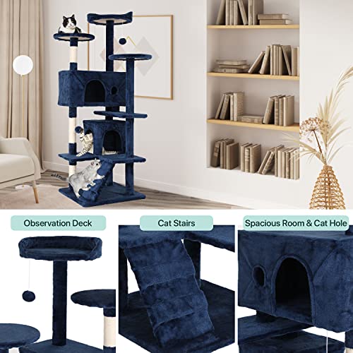 Árbol para gatos interior con rascador y plataformas 54 in miniatura 4