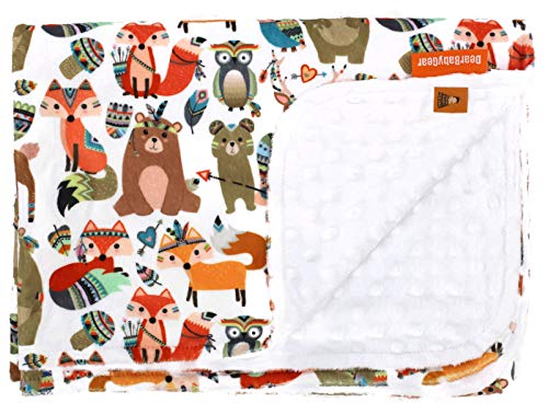 Image of Dear Baby Gear - Premium Car Seat Infant Blanket - Soft Swaddle Blanket for Baby Girls and Boys, Plush Blankets - Adorable Designs, Comfortable Fabric - Tribal Animals(40 x 30 inches)