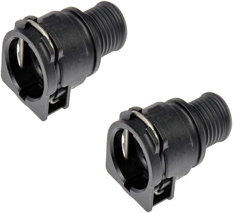 KarParts360 Heater Hose Connector | Nylon | Black Color | 1.41 inches End 1 Outside Diameter | Barb, Quick Connect End 1 Type | 0.75 inches End 2 Outside Diameter | Barb End 2 Type