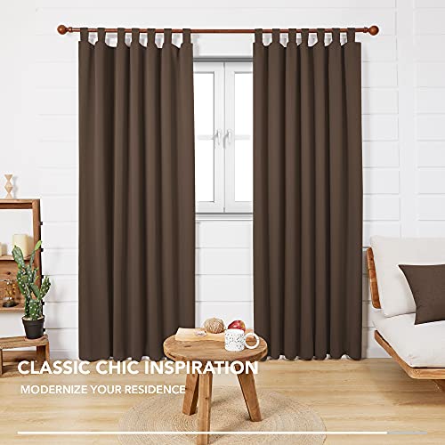 Deconovo Tab Top Window Treatments Blackout Curtains Thermal Insulated Curtains for Living Room Brown W55 x L87 Inch One Pair - Image 4