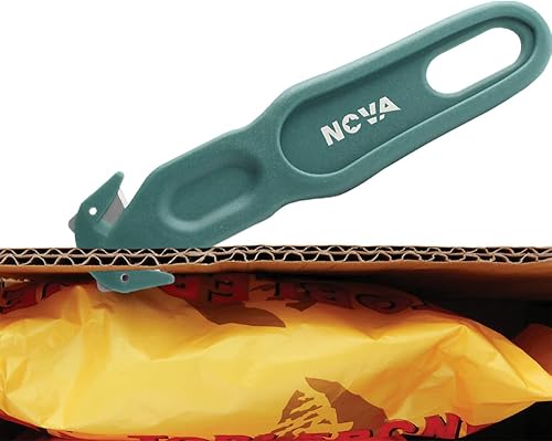 Miniatura 2 de Nova Herramienta de corte de seguridad, hoja ergonómica de corte de película, caja, correa, cartón y abridor de paquetes (verde, paquete de 5)