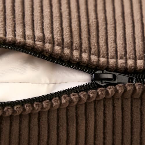 Image of Encasa XO Corduroy Cushion Covers, No Inserts, Set of 2, Coffee