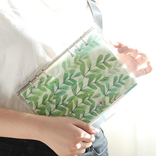 A5 6-Ring Loose Leaf Binder Journal from Chris.W, w/ 80 Insert Pages(Dot Grid/Square Grid/Ruled/Blank) + 6 Index Divider Tabs + 1 Clear Page Maker + 1 Ziplock Pouch Included, Refillable