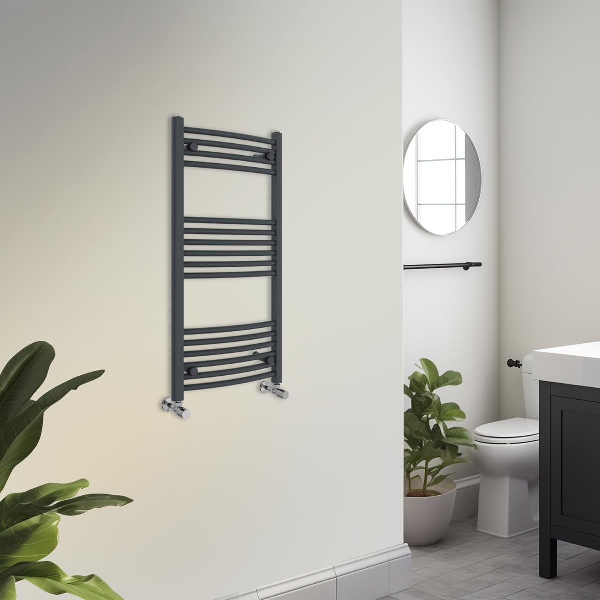 Warmehaus Towel Radiator 1000x500mm Grey Bathroom Towel Rail Curved — image 1