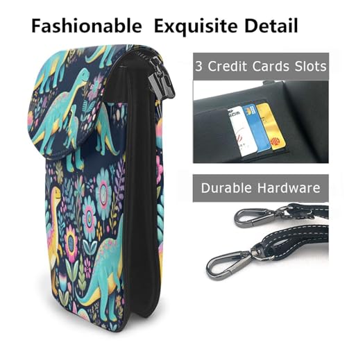 Cell Phone Crossbody Purse Dinosaur Colorful Animal Pattern Womens Shoulder Wallet With Phone Pocket2