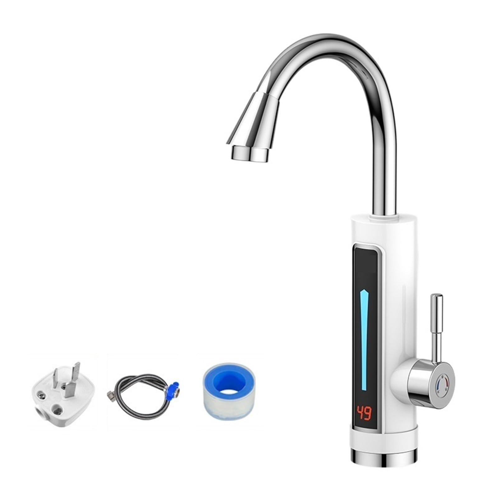 LNHHG Stainless Steel Electric Water Heater Temperature,Display Kitchen Tankless Instant Hot Water Faucet,instant Hot Water Faucet(Bianco)