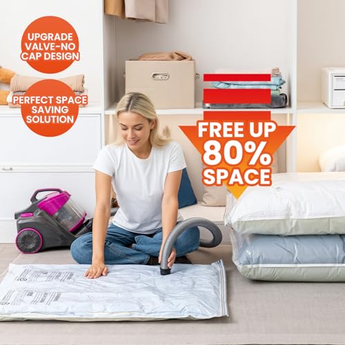 Image of TAILI 10 Pack Vacuum Storage Bags, Jumbo Size (31x40 inch), Cream | Vacuum Seal Bags for Clothing, Extra Large Space Saver for Bulky Beddings, Comforters, Blankets, Pillows