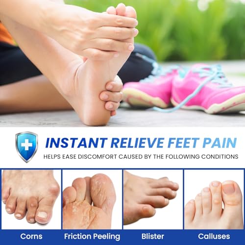 Image of Toe Sleeves Cushions - (20pcs Blue) Gel Toe Protectors with Aloe Vera Extract, Toe Covers for Cushions Corns, Blisters, Toenails Loss (for Pinky Toe)