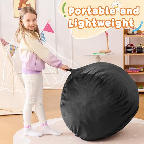 Image of Bean Bag Chairs for Kids - 2.5FT Round Memory Foam Furniture BeanBag Chair - Kids /Teens Bean Bag Sofa with Soft Micro Fiber Cover - Fluffy Couch for Playroom Living Room Bedroom, Carbon Black