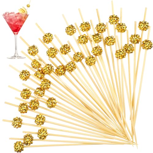 Chengu 100 Pcs Cocktail Picks Christmas Golden...